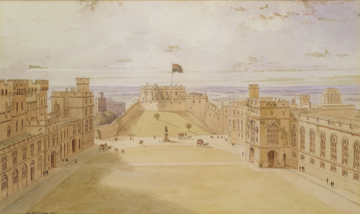 Château de Windsor, la cour, 1827 - William Daniell