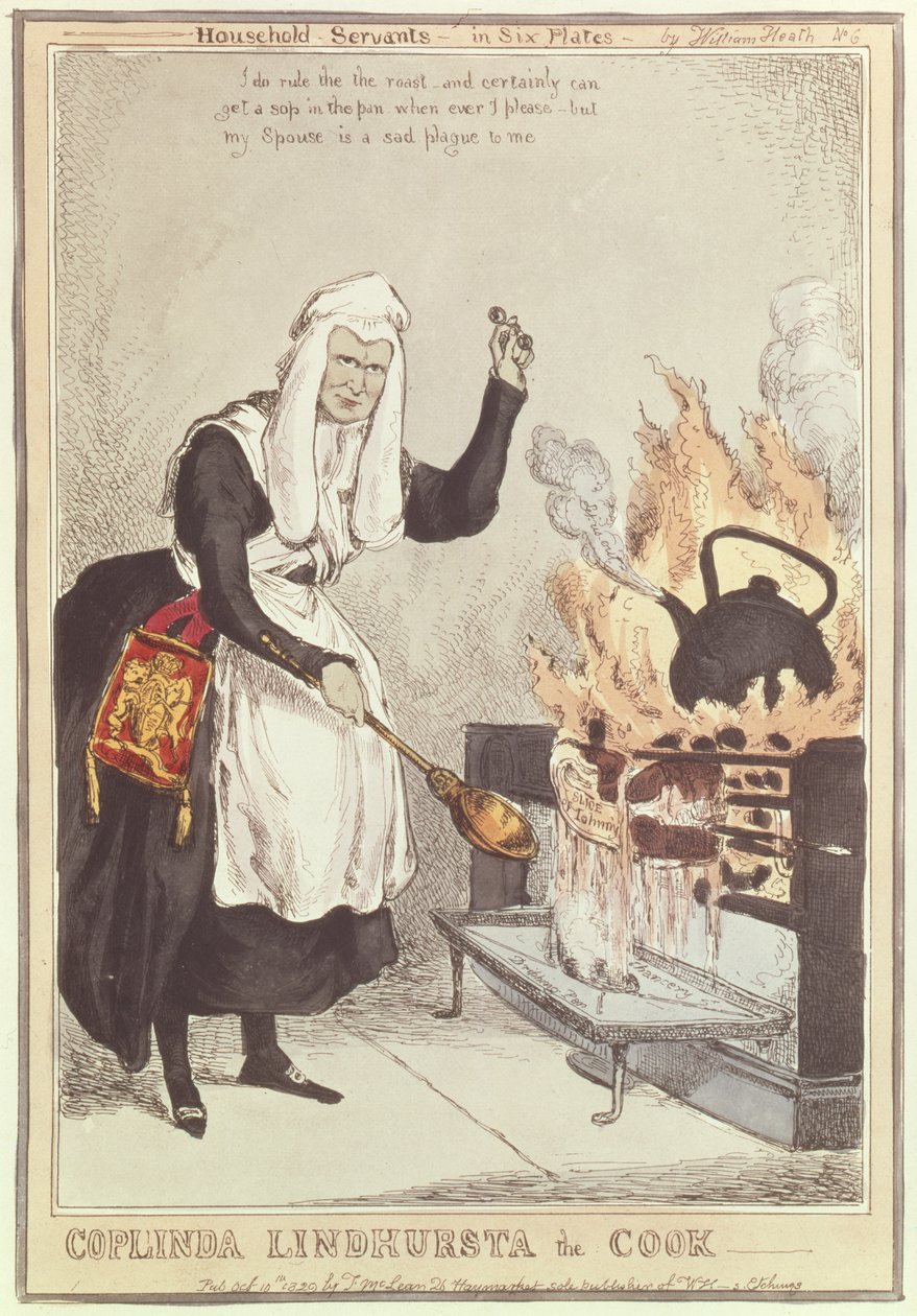 Coplinda Lindhursta la cuisinière, no.6 de la série Household Servants, publié en 1829 - William Heath
