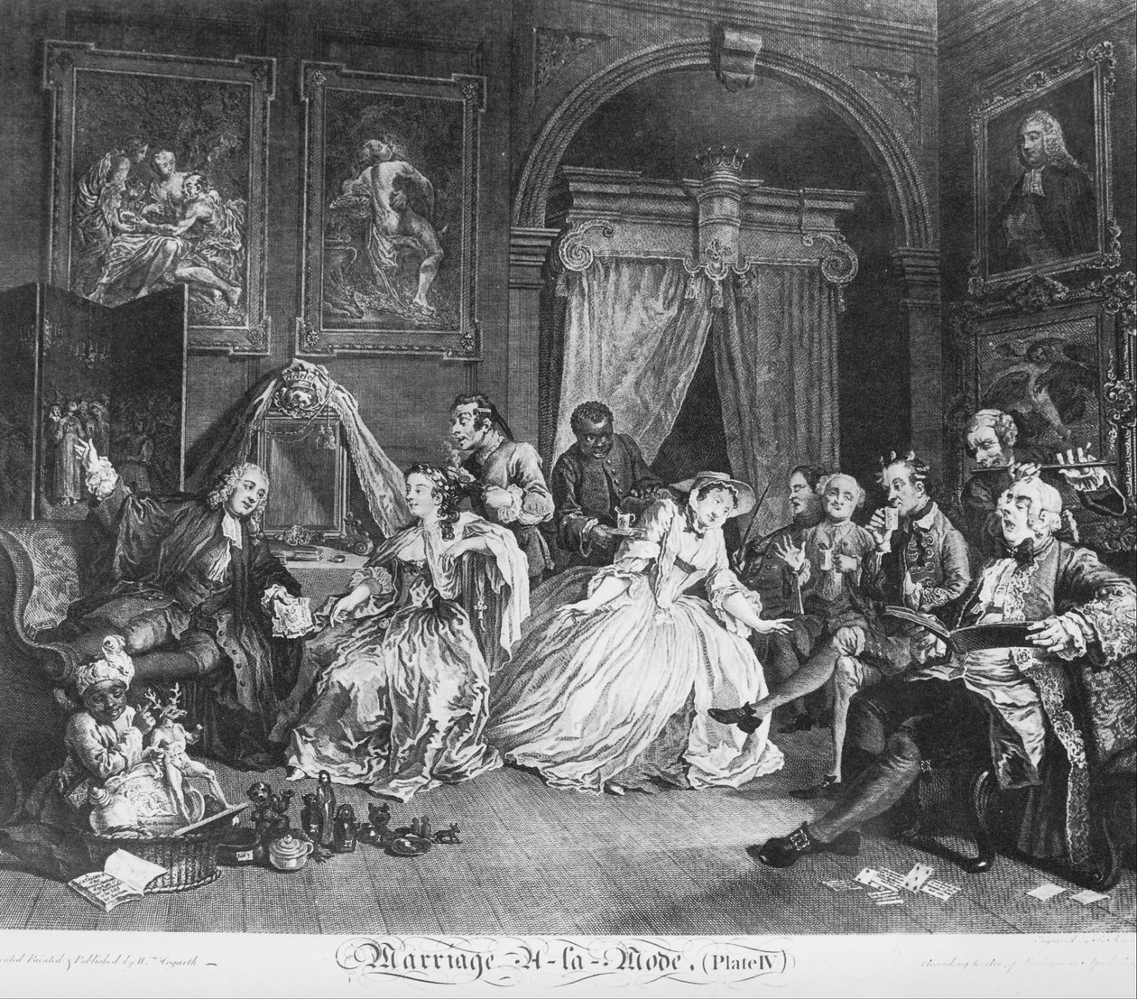 Mariage à la mode, Planche 4, (La levée de la comtesse) - William Hogarth