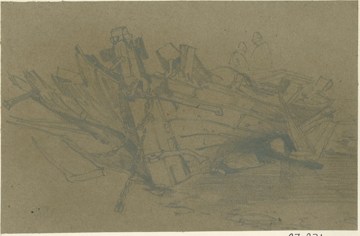 Un bateau endommagé - William James Muller