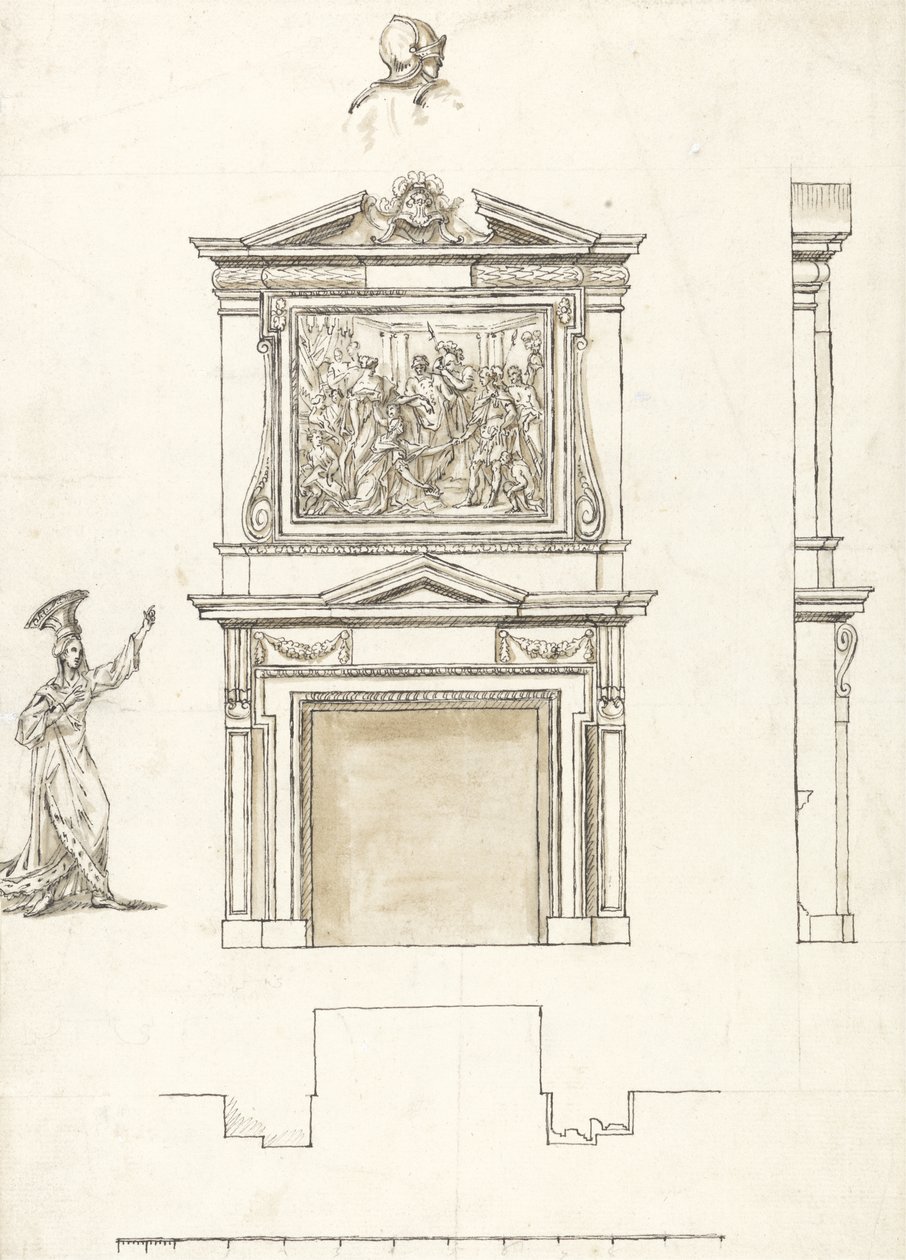 Conception pour une cheminée dans le hall de Stowe, c.1733 - William Kent