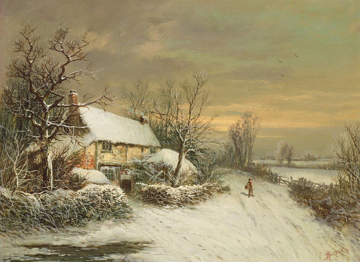 Un cottage en hiver, XIXe siècle - William Oliver Stone