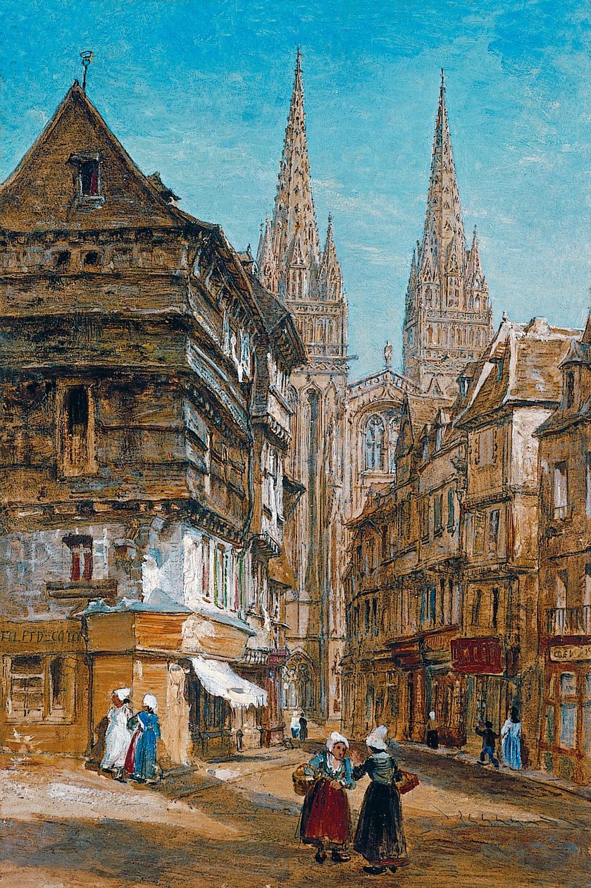 Quimper, la cathédrale et la rue Kéréon - William Parrott