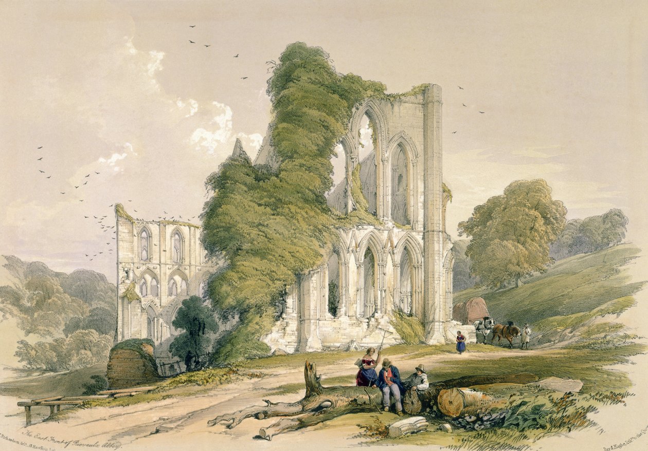 Abbaye de Rievaulx, de la façade est, de 
