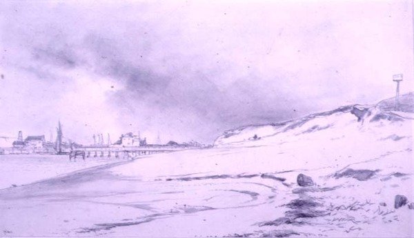 Rive de Rivière, avec Jetée et bâtiments - William Roxby Beverly