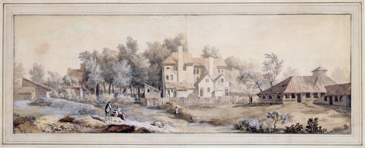 Paysage avec bâtiments : peut-être à Richmond, Surrey - William Taverner