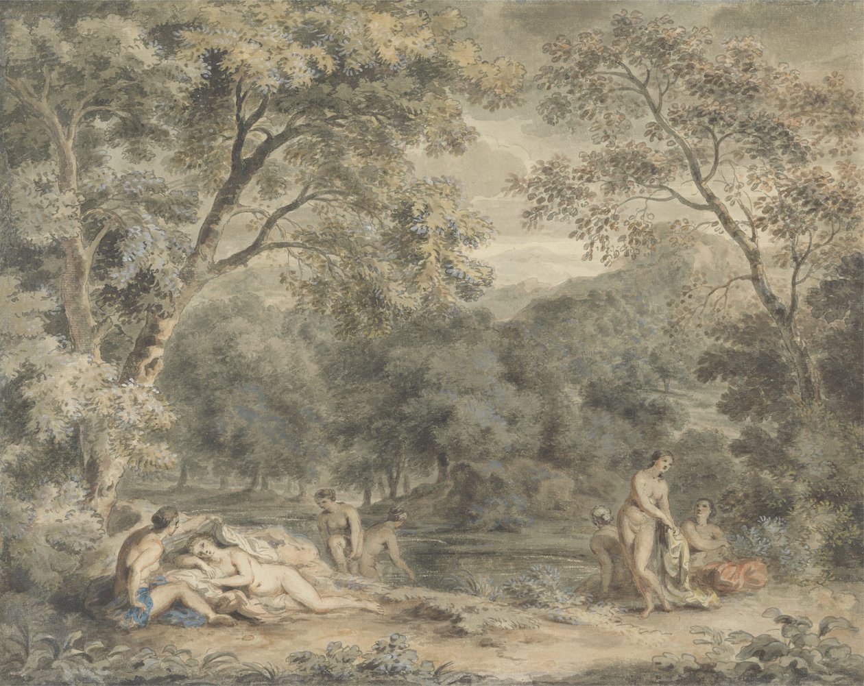 Nymphes se baignant dans une clairière boisée, c.1765-70 - William Taverner