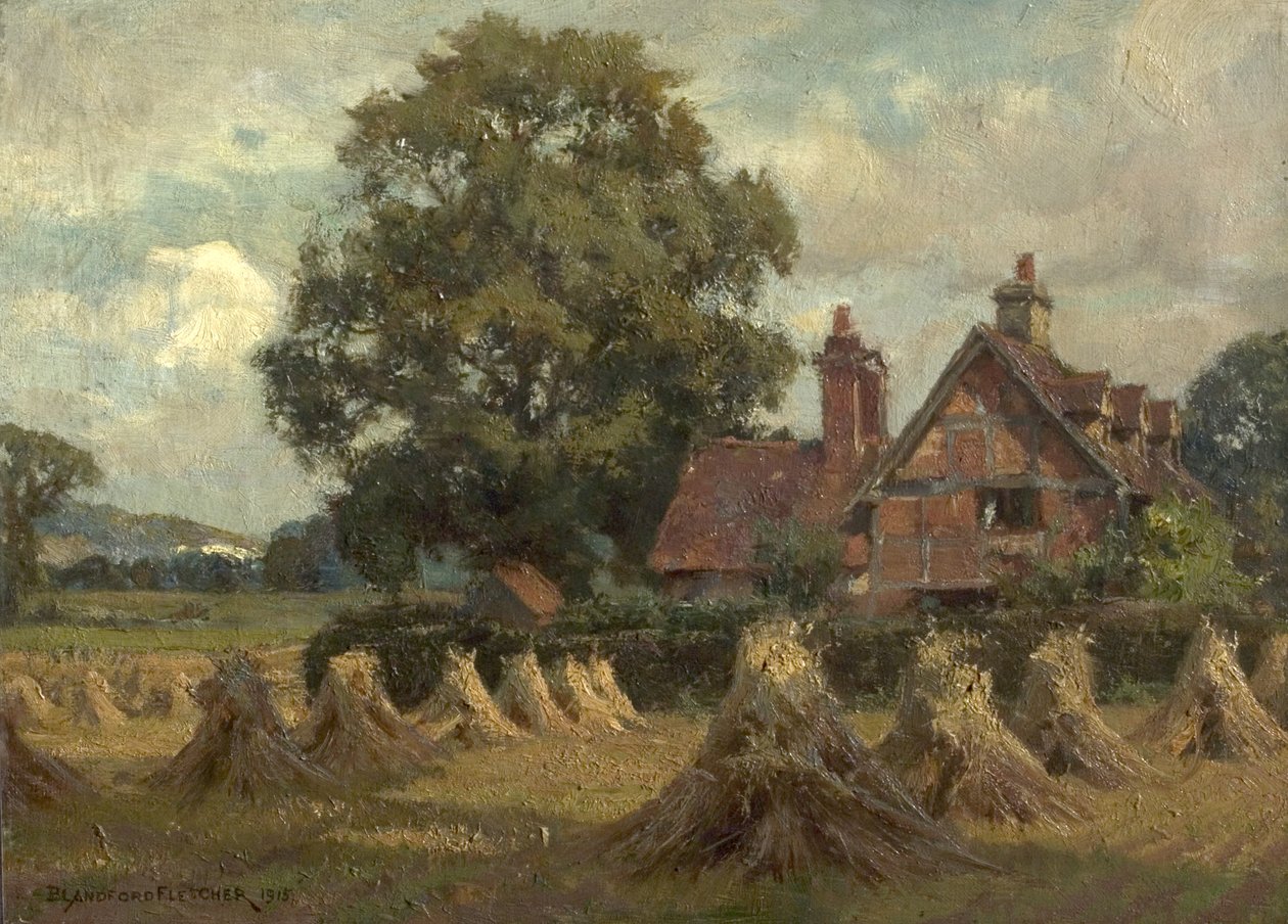 Carrière de Bletchworth, vue des cottages de Lower Lane, Dorking, Surrey, 1915 - William Teulon Blandford Fletcher