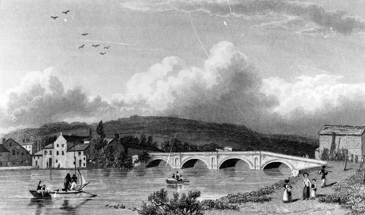 Pont de Strammongate, Kendal, gravé par E. Finden, 1830 - William Westall