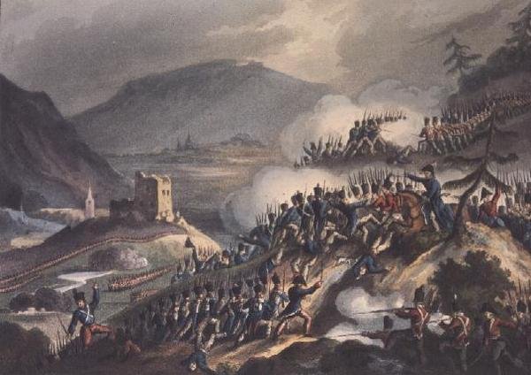Bataille de Castalla, 13 avril 1813, gravée par Thomas Sutherland (né vers 1785), 1813 - William after Heath
