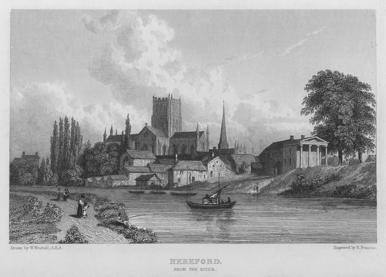 Hereford, depuis la rivière - William (after) Westall