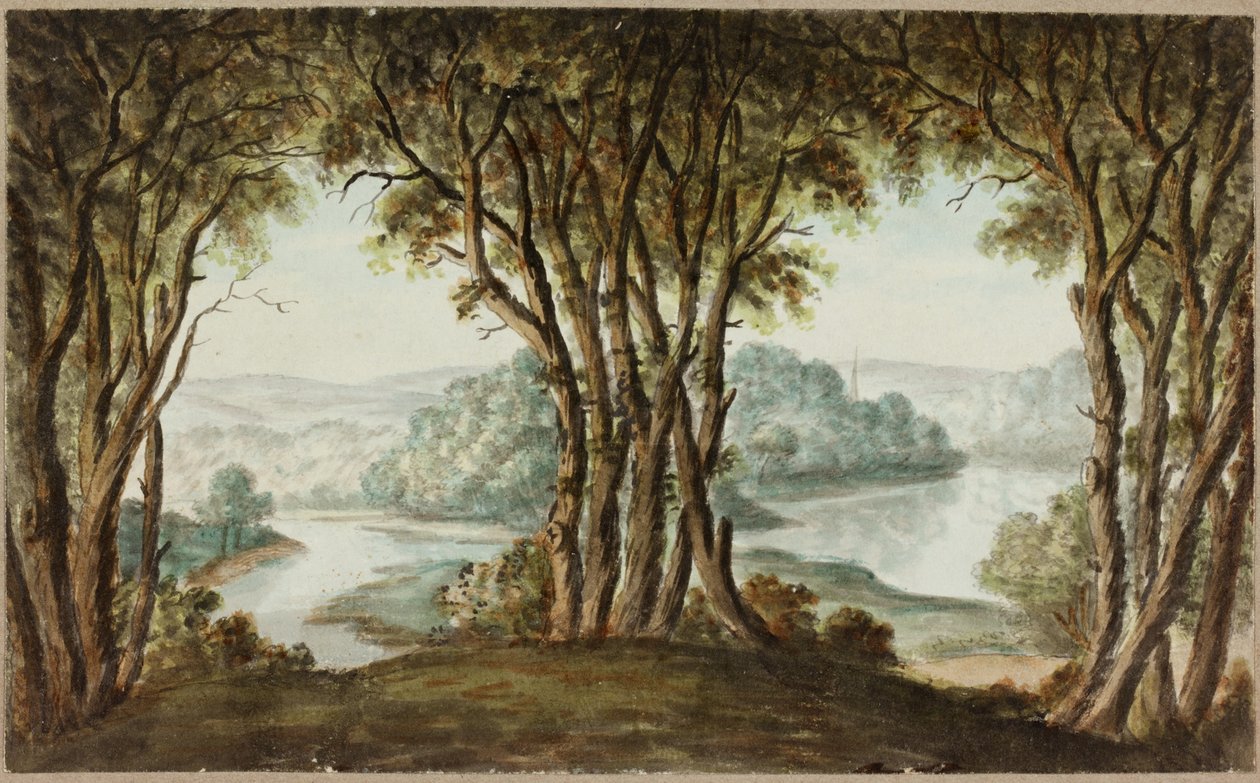 Paysage Fluvial Vu à Travers les Arbres - William Beilby