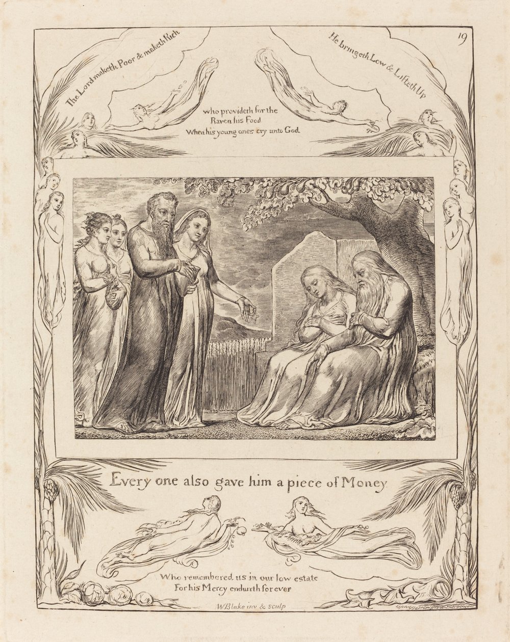 Job acceptant la charité - William Blake