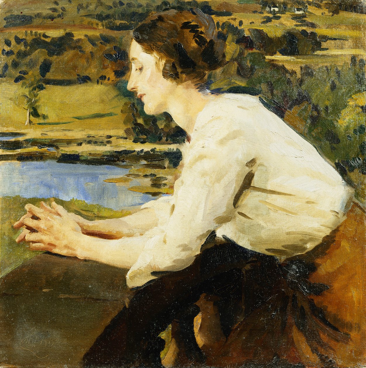 Jeune femme sur un balcon - William Bruce Ellis Ranken