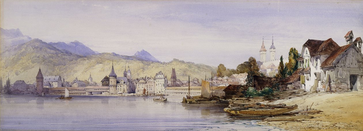 Lucerne depuis le lac, 1862 - William Callow