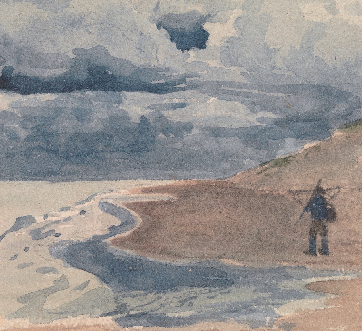 Paysage avec homme sur la plage - William Collins