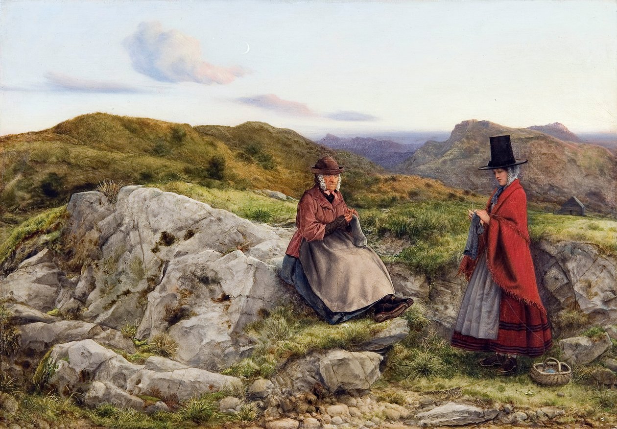 Paysage gallois avec deux femmes tricotant - William Dyce