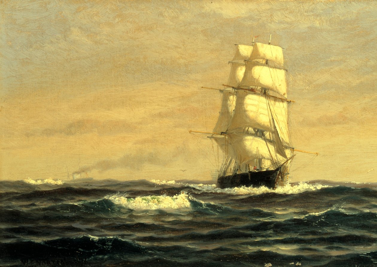 Voilier--au large de la côte du Maine - William E. Norton