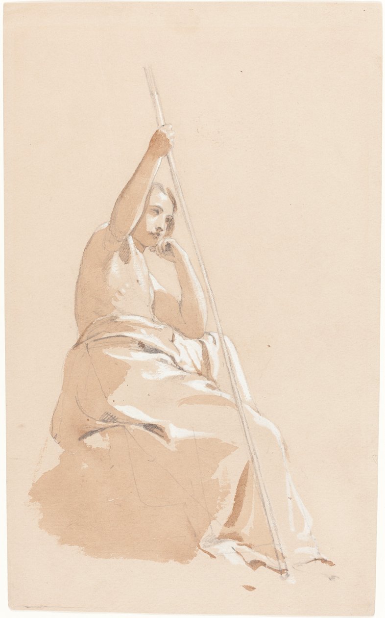 Jeune homme assis avec un bâton - William Etty