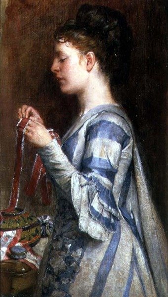 Fille brodant - William Fettes Douglas