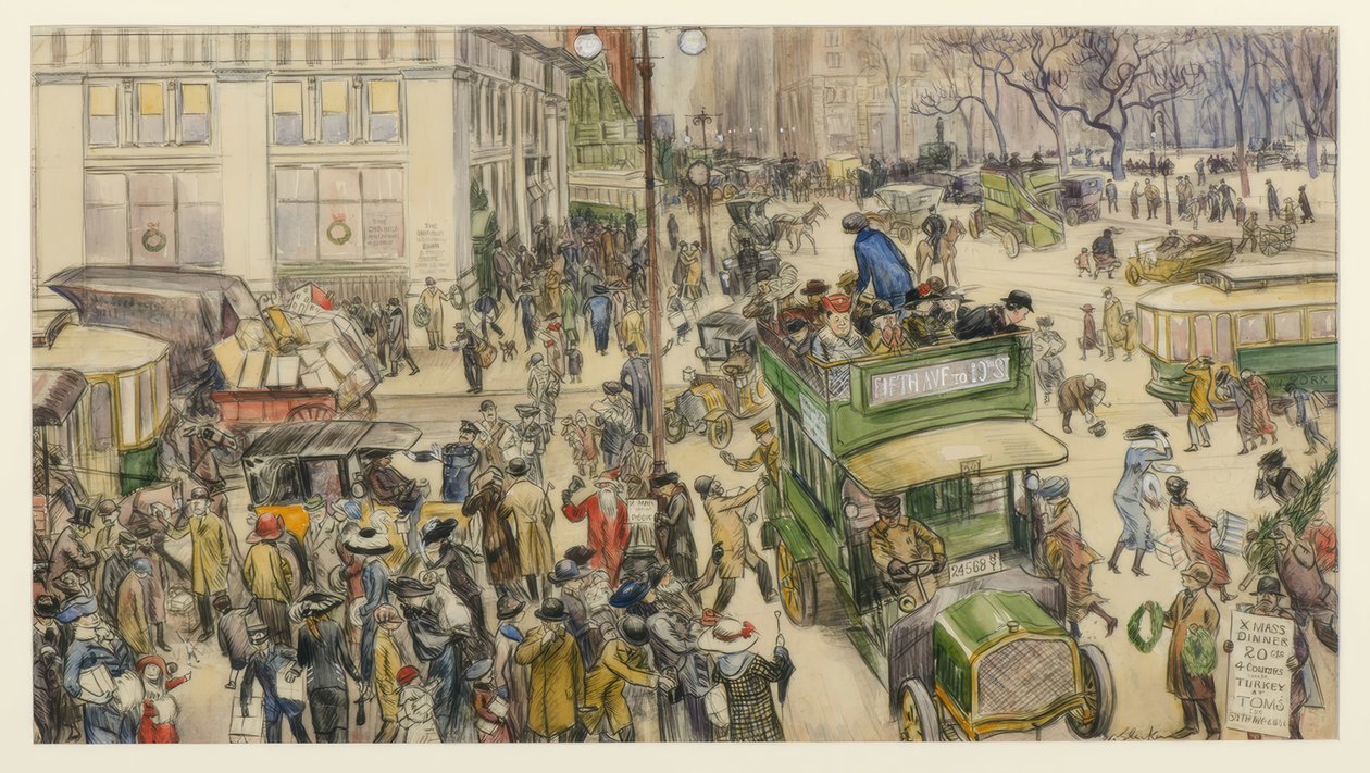 Acheteurs de Noël, Madison Square - William Glackens