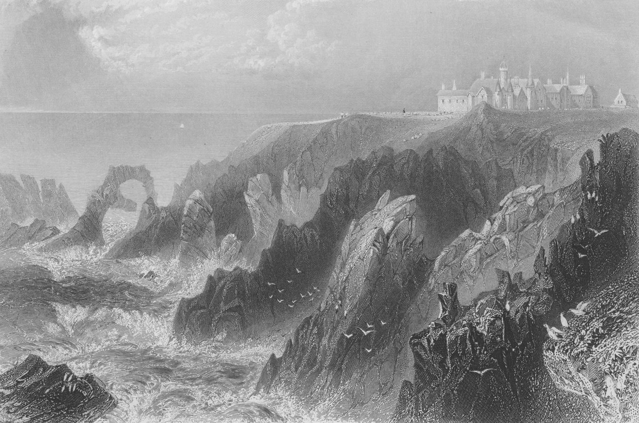 Vue du château de Slaines, près de Peterhead - William Henry Bartlett