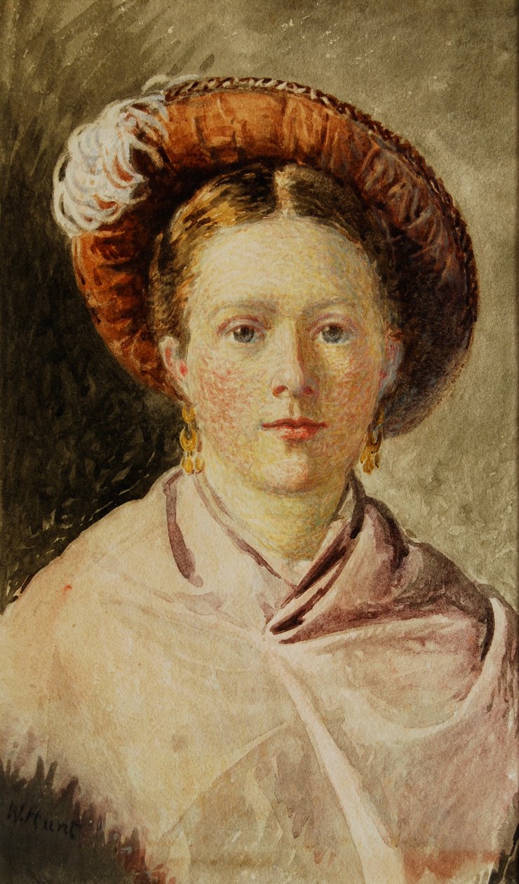 Dame au chapeau à plumes - William Henry Hunt