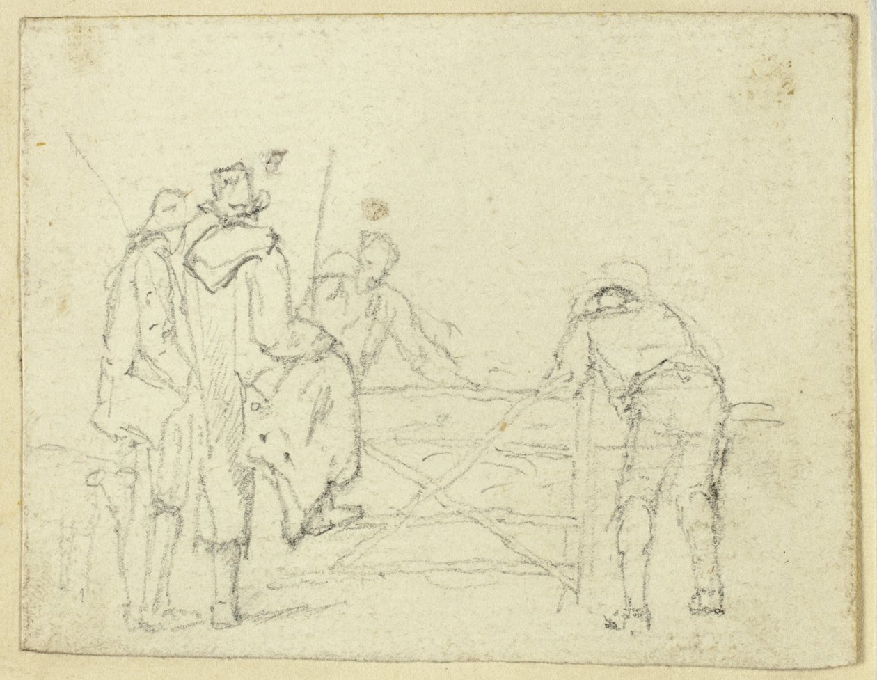 Cinq figures à la porte - William Henry Pyne