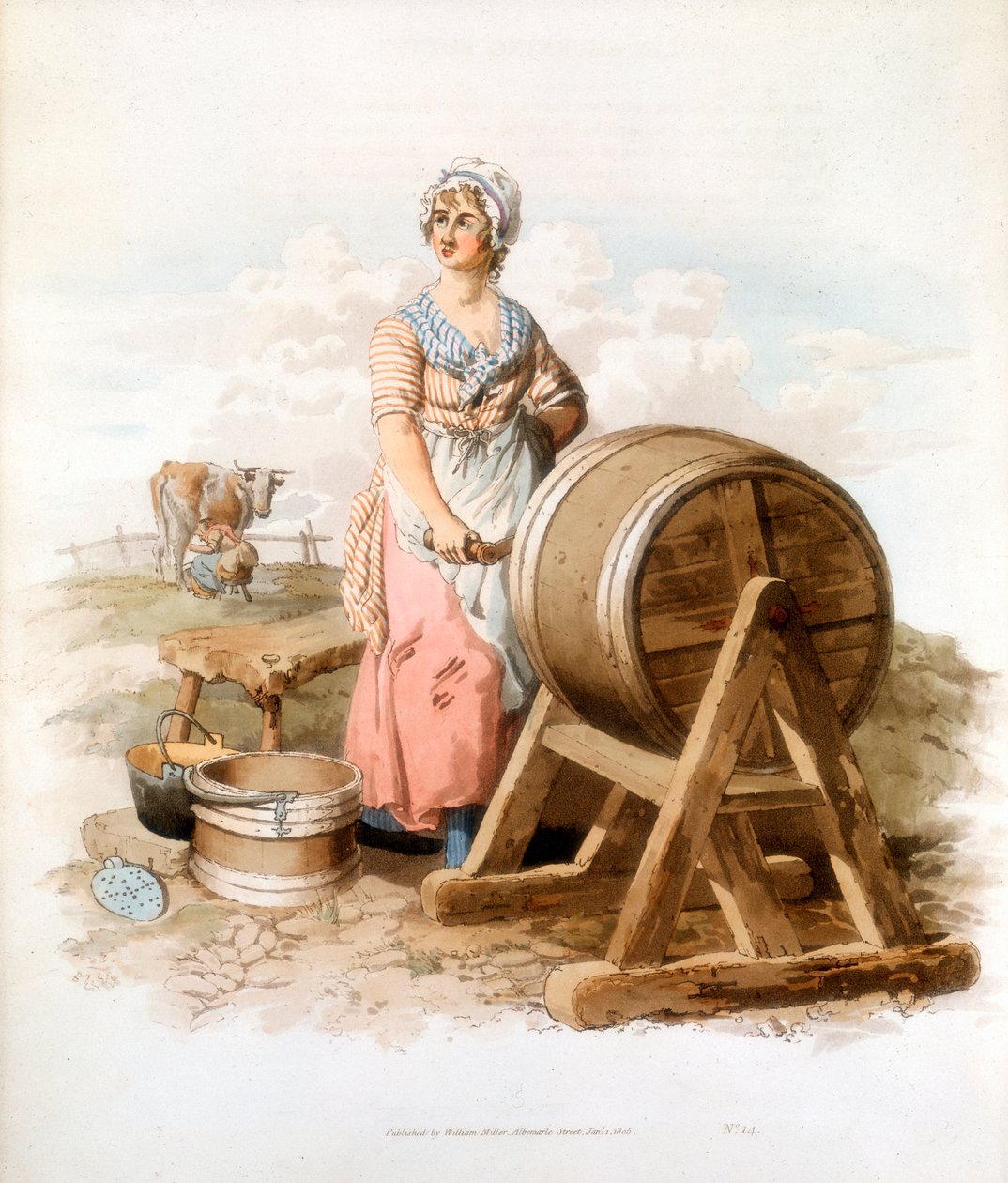 Femmes faisant du beurre, 1808 - William Henry Pyne