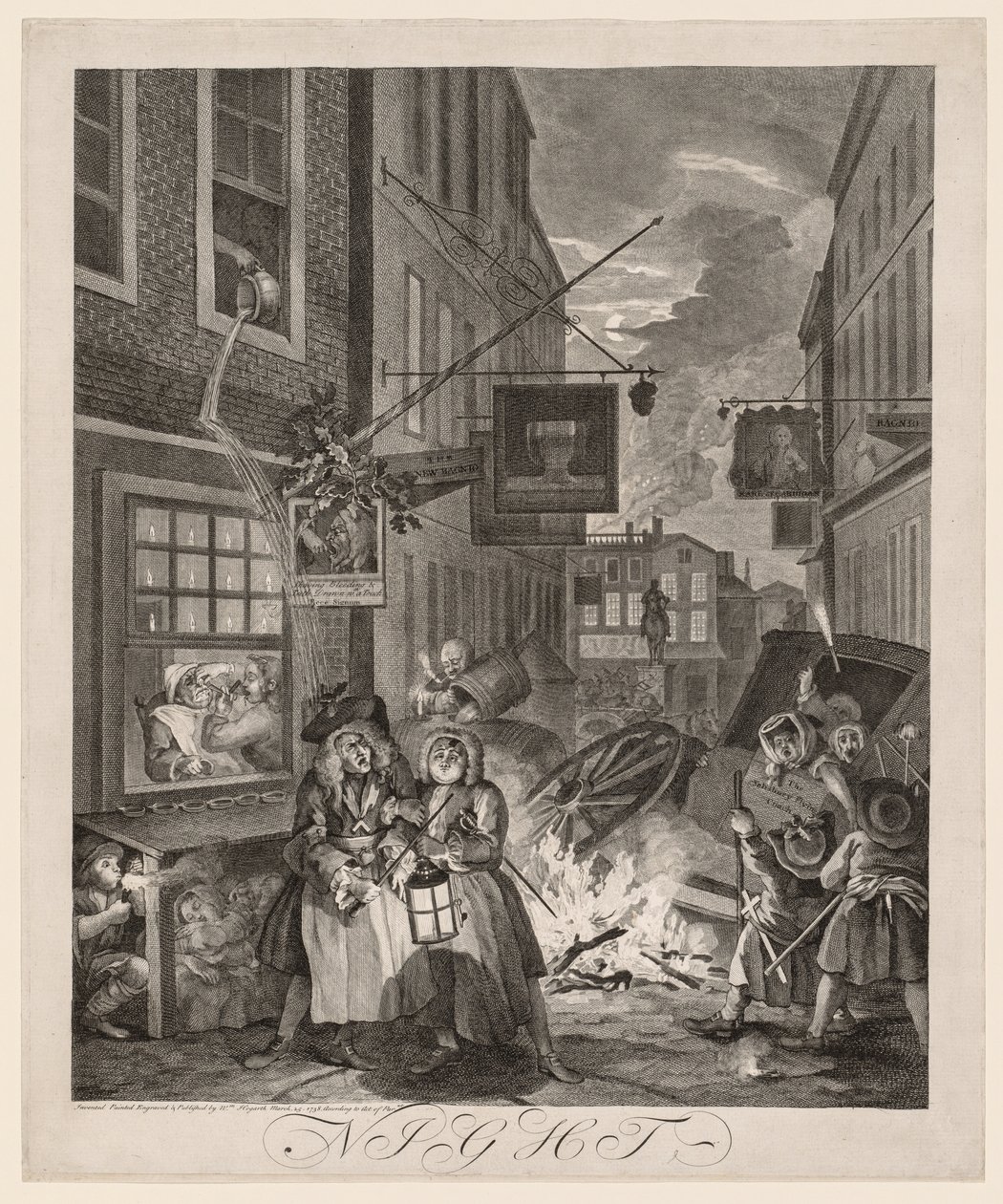 Les Quatre Moments de la Journée : Nuit, 1738 - William Hogarth