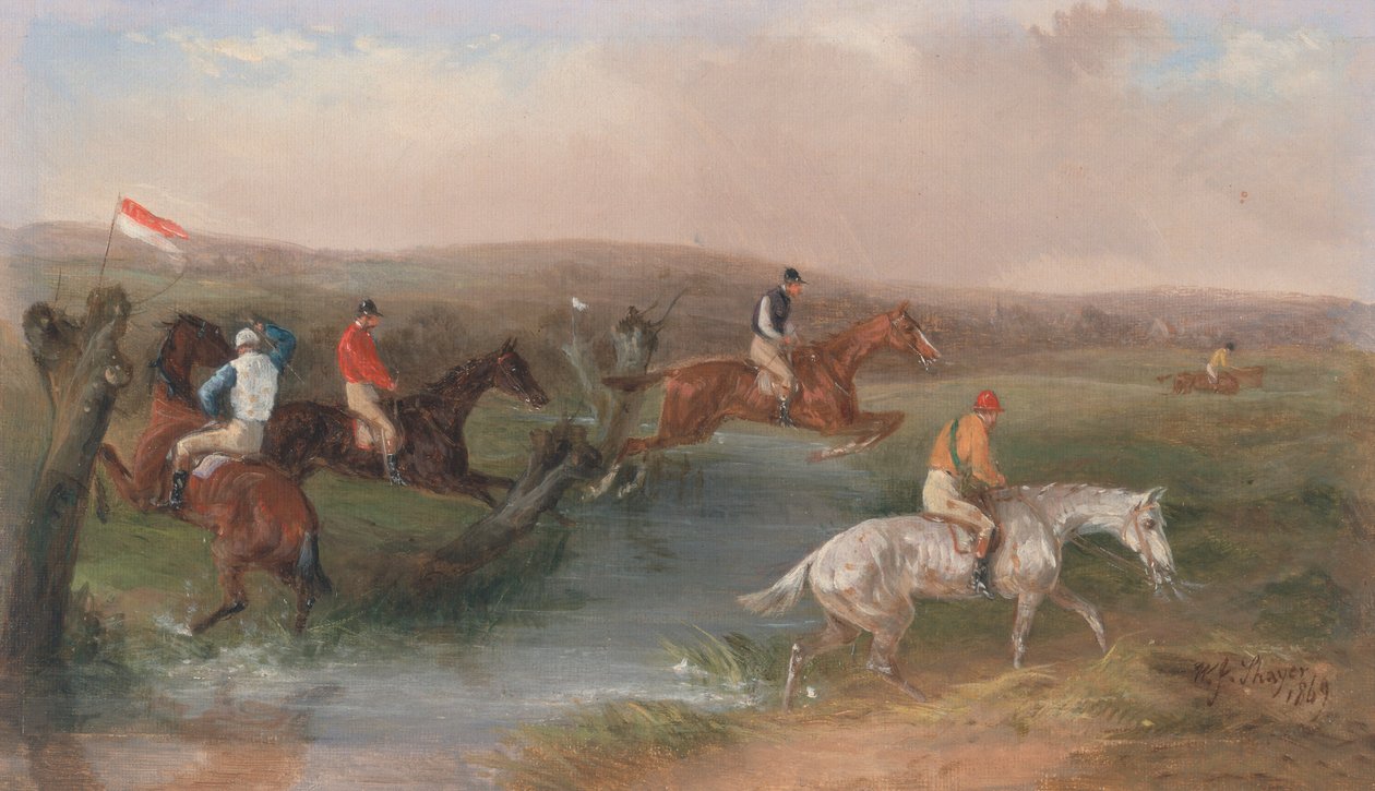 Course de steeple-chase : Le ruisseau - William J. Shayer