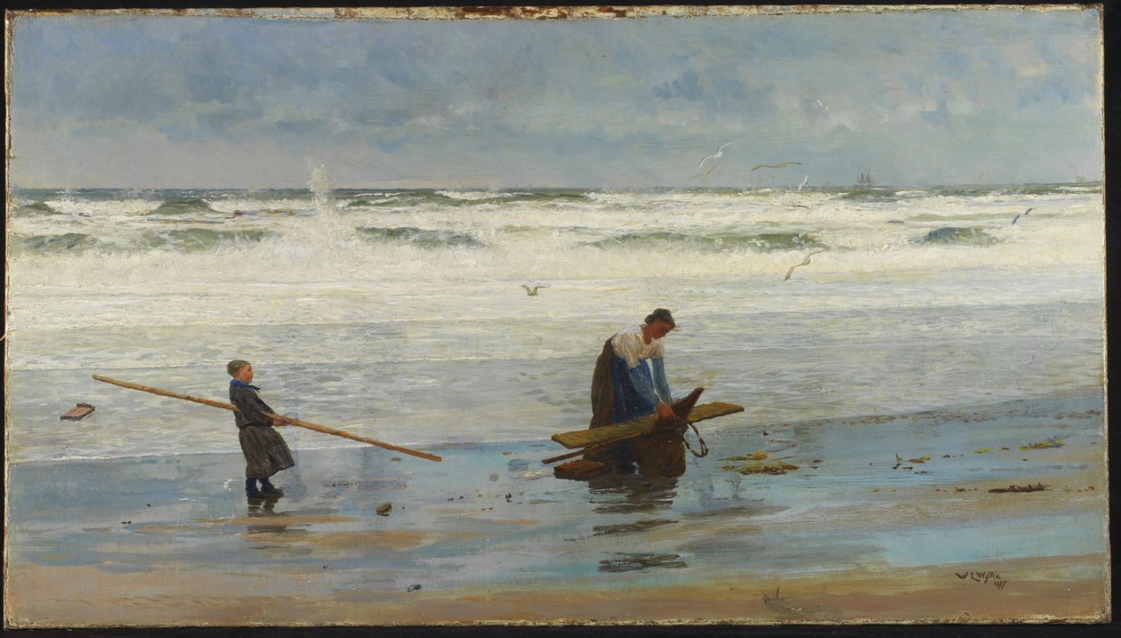 Ramassage de bois flotté, Hollande, 1877 - William Lionel Wyllie