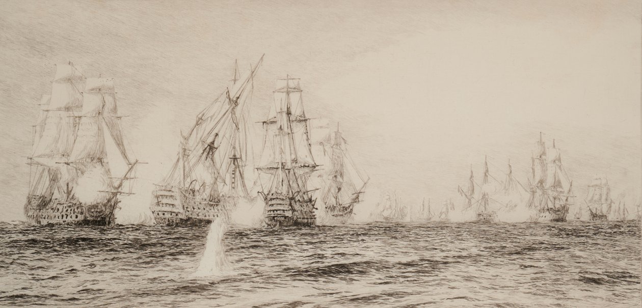 Navires, quatre mâts, engagés dans une bataille - William Lionel Wyllie