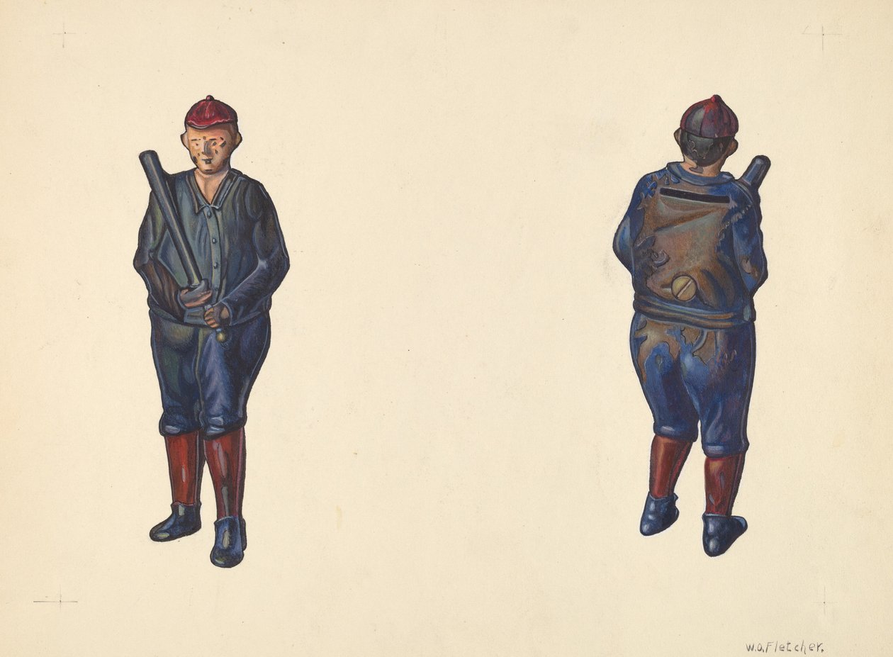 Banque de pièces de joueur de baseball, vers 1938 - William O. Fletcher