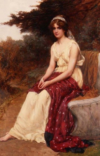 Jeune fille portant une robe jaune - William Oliver