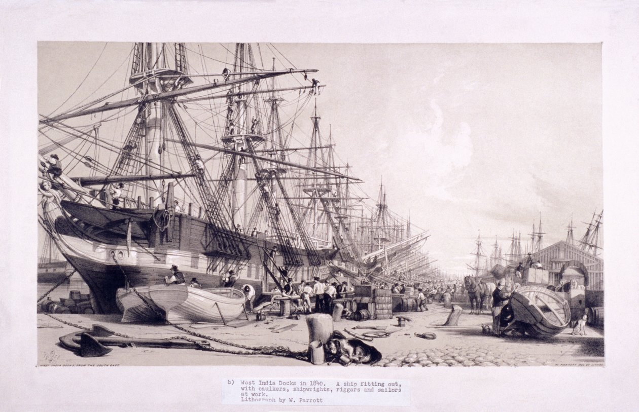 Docks des Indes occidentales, Poplar, Londres, 1830 - William Parrott