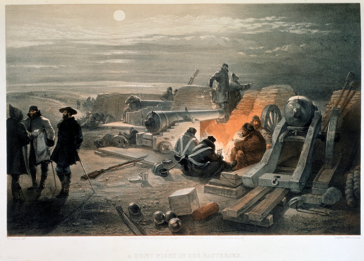 Une nuit tranquille dans les batteries, 1855 - William Simpson