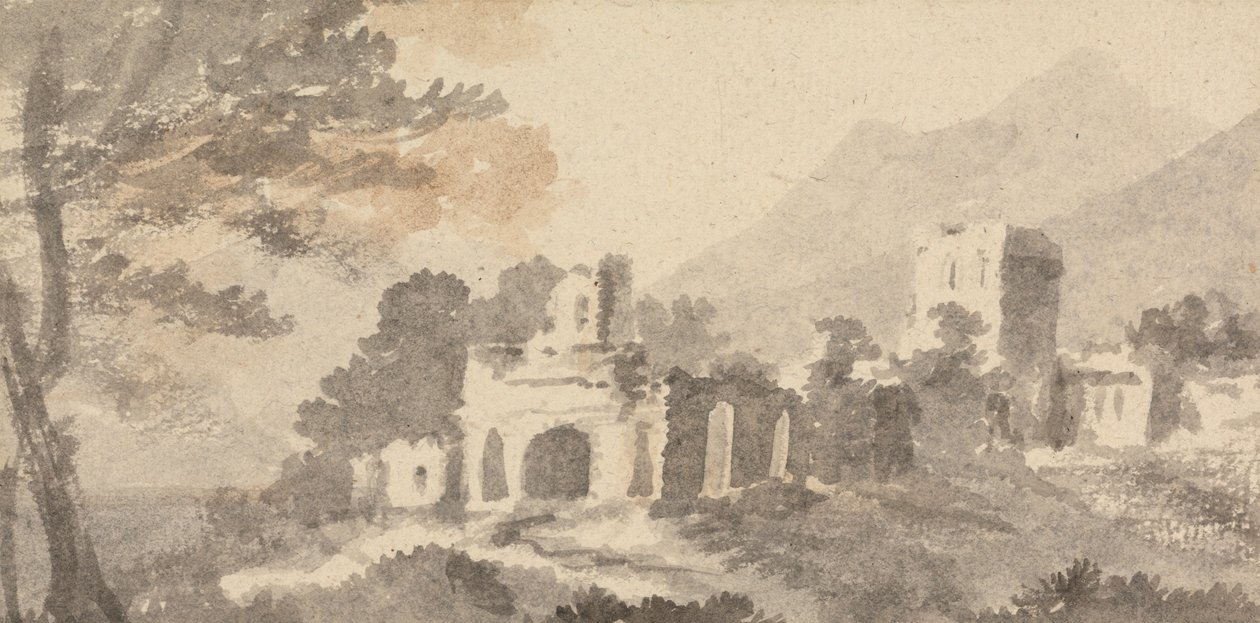 Paysage italien avec château en ruines - William Taverner