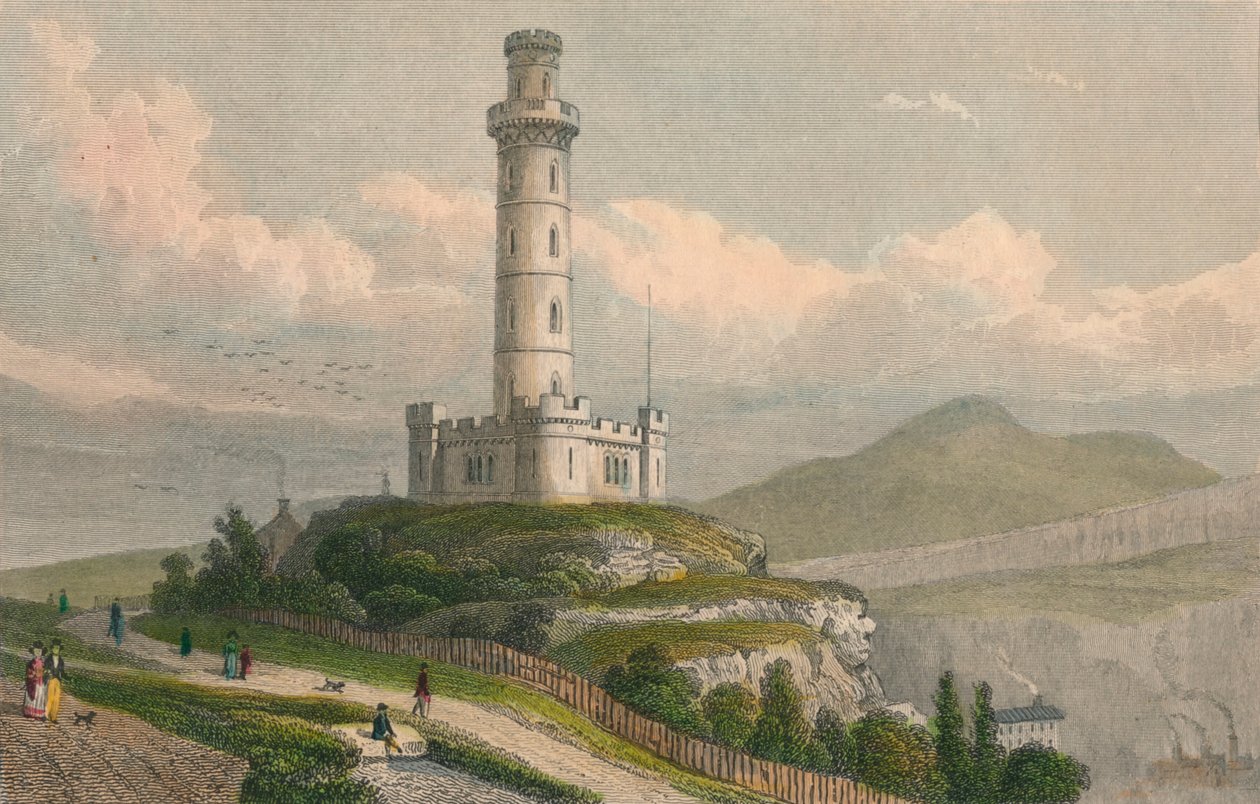 Monument de Nelson, Calton Hill, Édimbourg, vers 1830 - William Tombleson