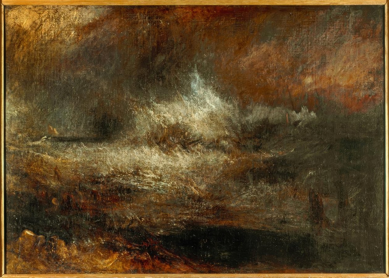 Mer orageuse avec épave en flammes - Joseph Mallord William Turner
