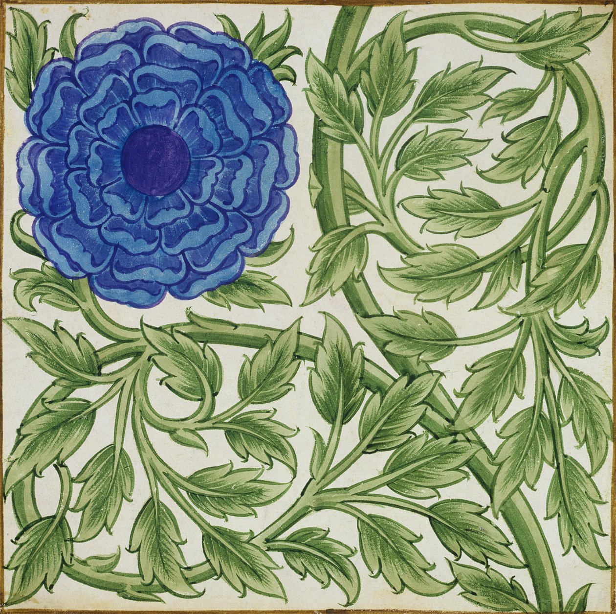 Plante avec une fleur bleue - William de Morgan