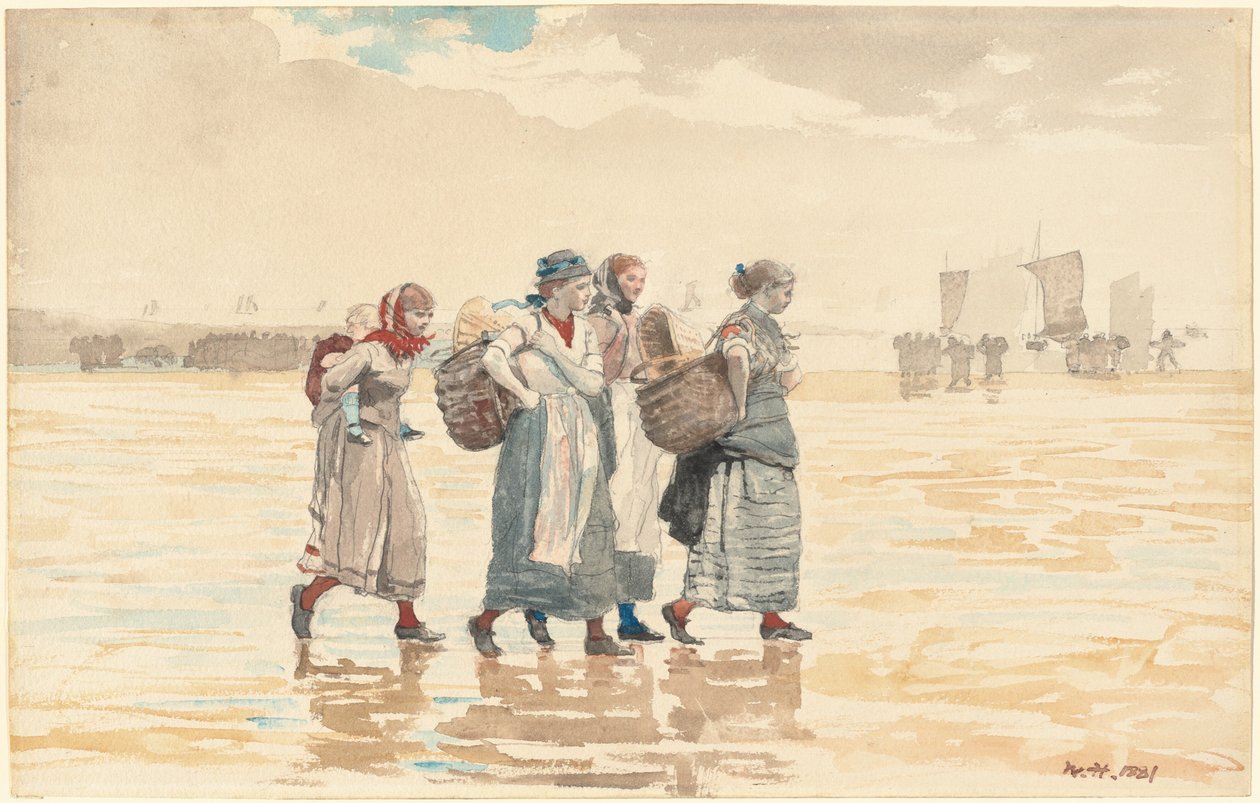 Quatre poissonnières sur la plage - Winslow Homer