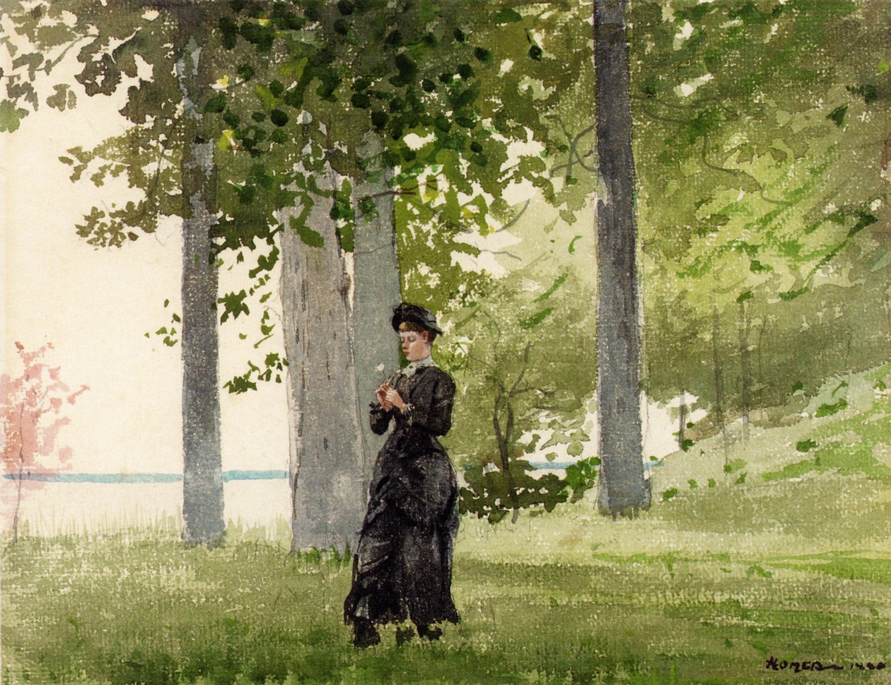 Femme avec fleur - Winslow Homer