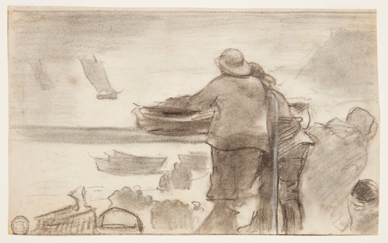 Plage avec bateaux et personnes, Cullercoats, Angleterre - Winslow Homer