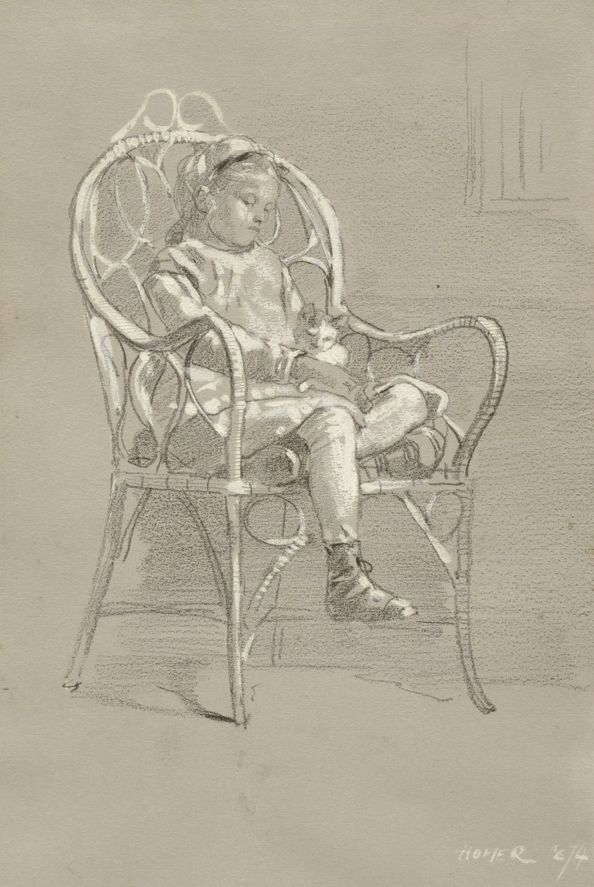 Enfant assis dans une chaise en osier, 1874 - Winslow Homer