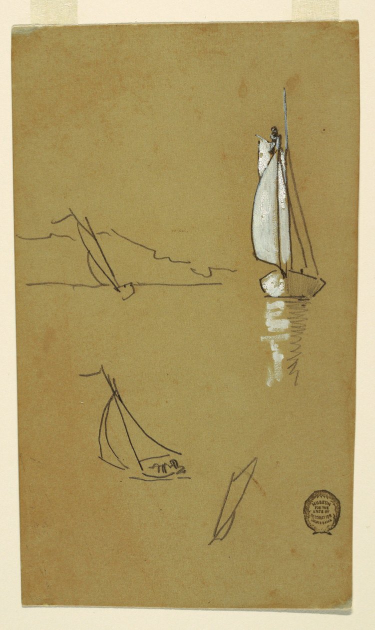 Dessin, Quatre croquis de sloops, 1880 - Winslow Homer
