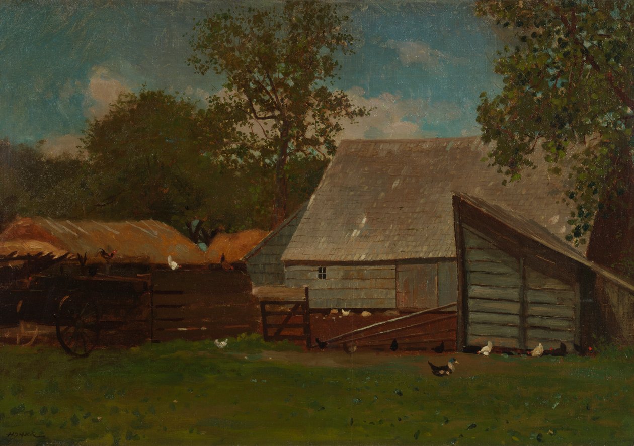 Cour de ferme avec canards et poules - Winslow Homer