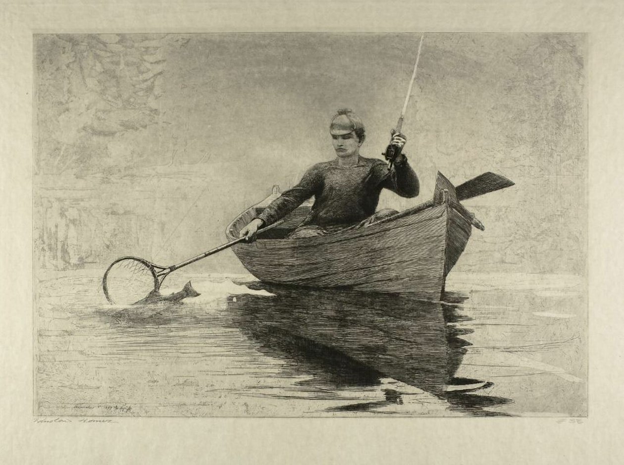 Pêche à la mouche, lac Saranac - Winslow Homer
