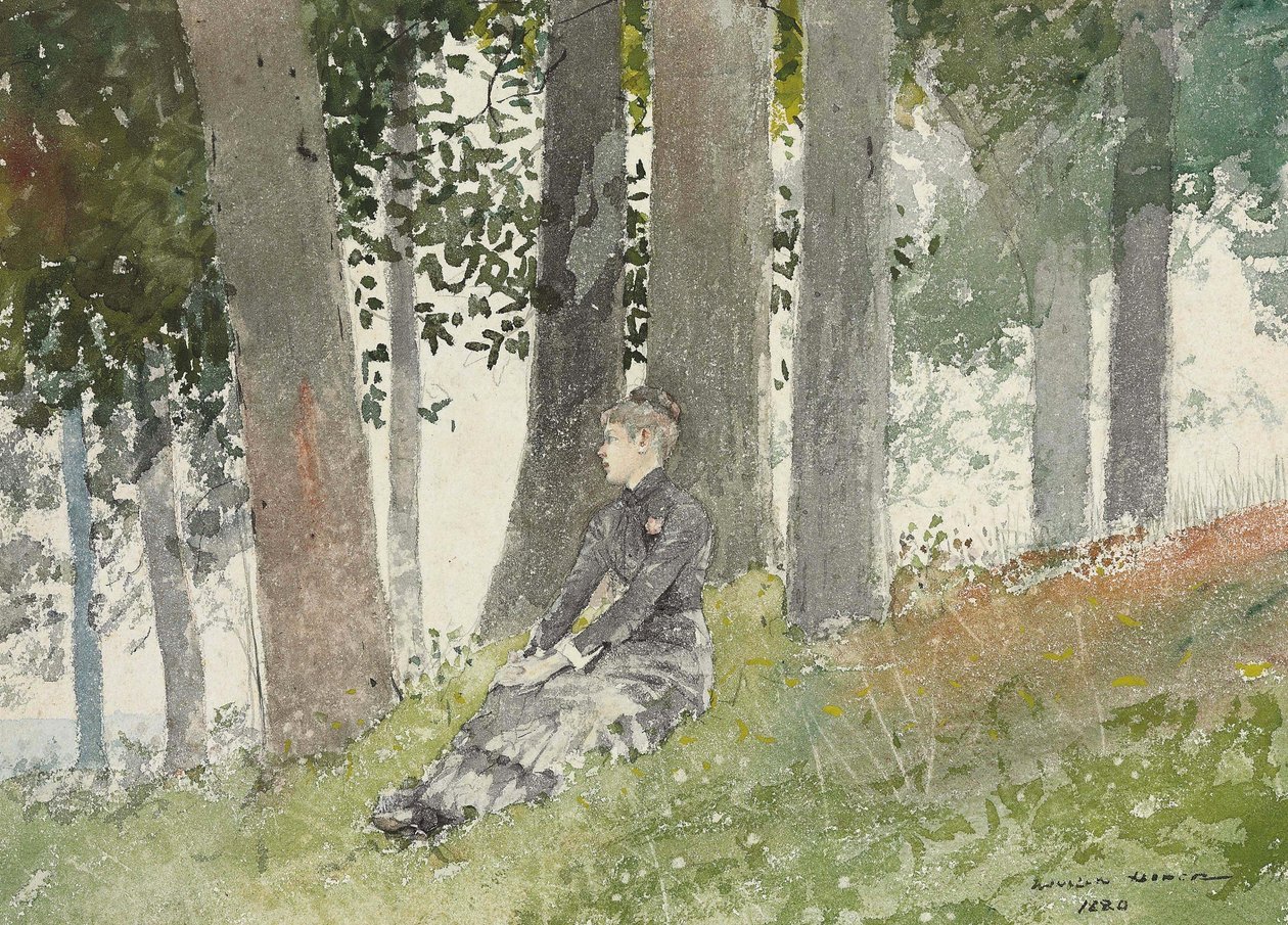 Fille assise dans un bosquet - Winslow Homer