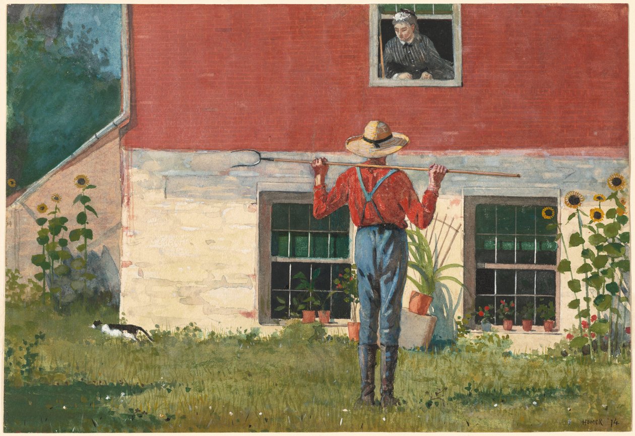 Dans le jardin (Cour rustique) - Winslow Homer